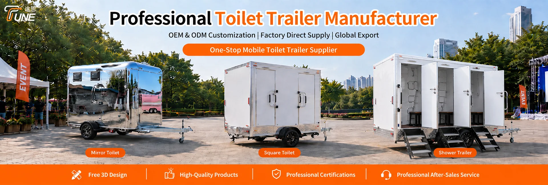 Produsen trailer toilet seluler mewah Cina - TUNE Produsen trailer toilet seluler mewah Cina - TUNE